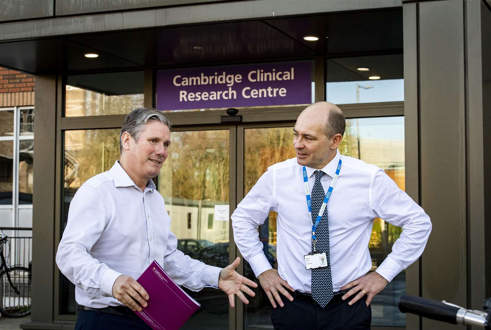 Roland Sinker chief executive of Cambridge University Hospitals NHS Foundation Trust with Senior Shadow cabinet member and Labour leadership hopeful Keir Starmer MP as he visits Addenbrookes. Picture: Keith Heppell. (28519016)