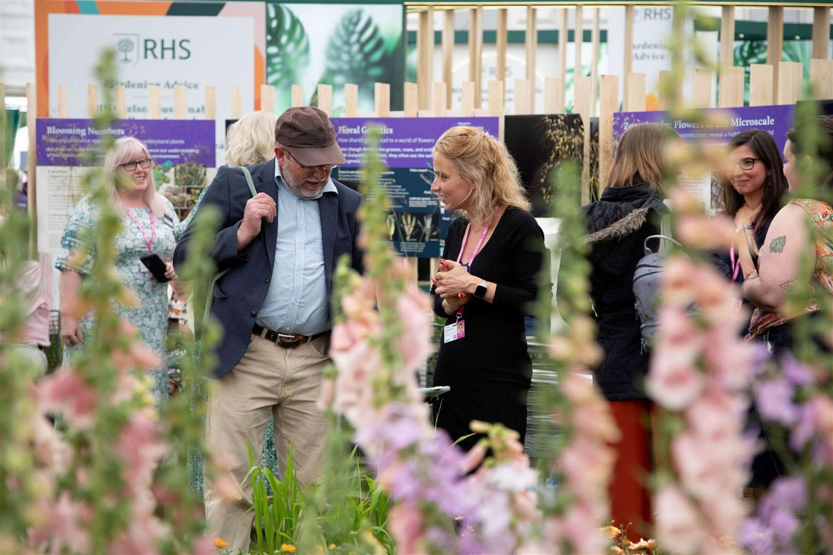 A Sainsbury Laboratory Cambridge University researcher shares science with the public at the 2025 RHS Chelsea Flower Show. Picture: Jacqueline Garget
