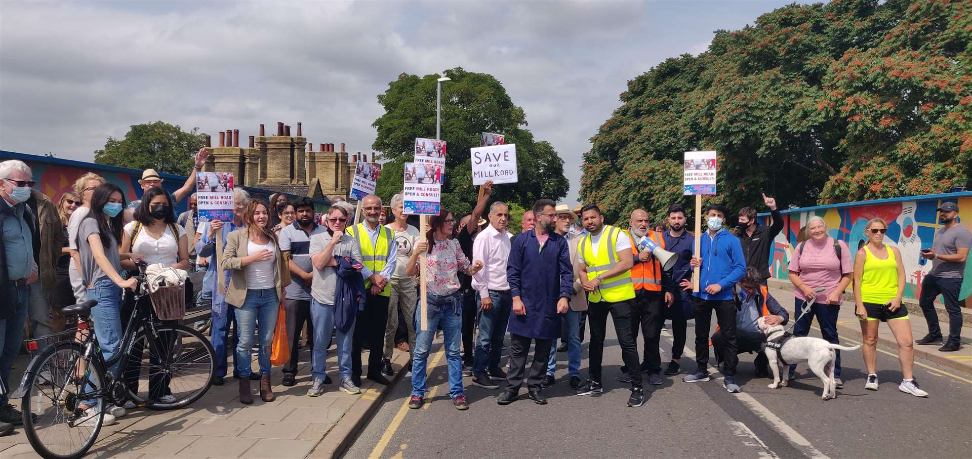 A protest was held on Mill Road bridge about the closure.